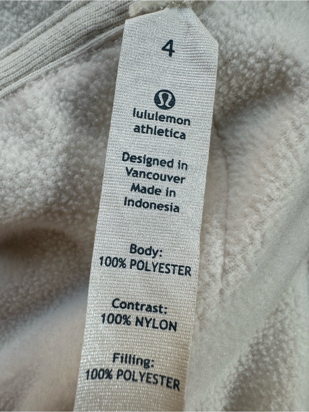 Lululemon St Moritz Jacket in Polar Cream Wond Water Resistant Fleece Sz 6 - Picture 8 of 11